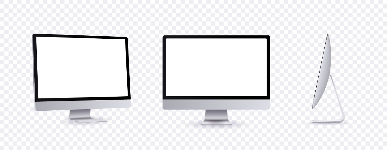 personal computer mockup in front side and angle vector image