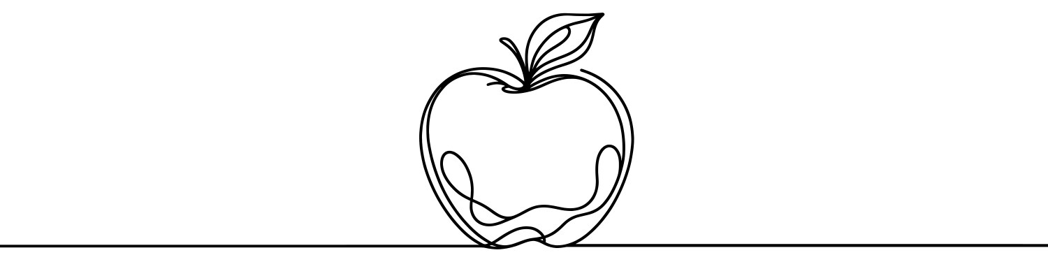 Continuous linear drawing of apple one line vector image