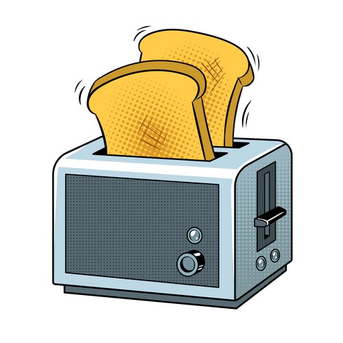 Toasts fly up from toaster pop art – Royalty-Free Vector | VectorStock