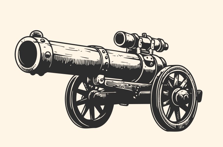 Cannon old vintage sketch Vector Image