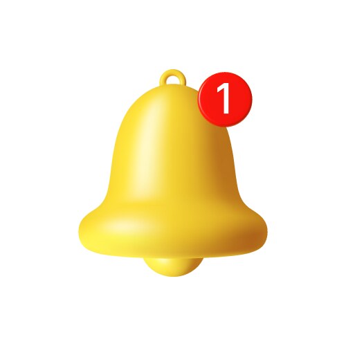 3d notification bell icon social media reminder vector