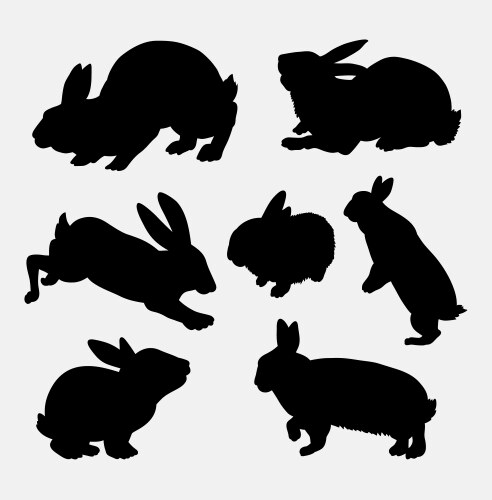 Rabbit Silhouette - Action Pose Vector Image