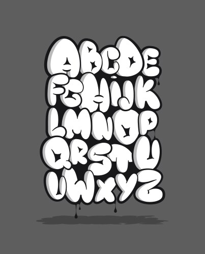 Graffiti alphabet bubble letters outline Vector Image