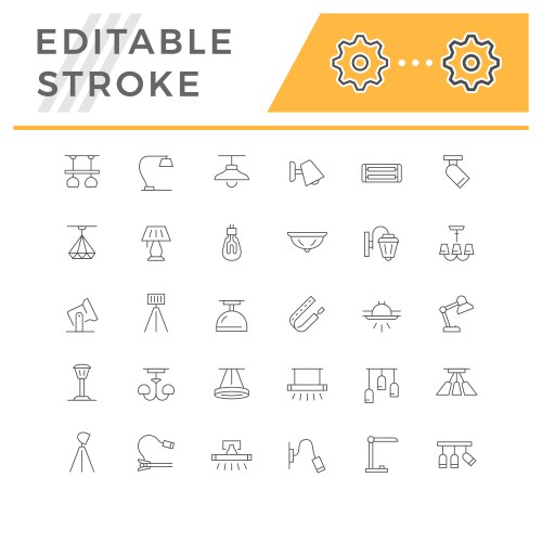 set line icons of lighting equipment vector image