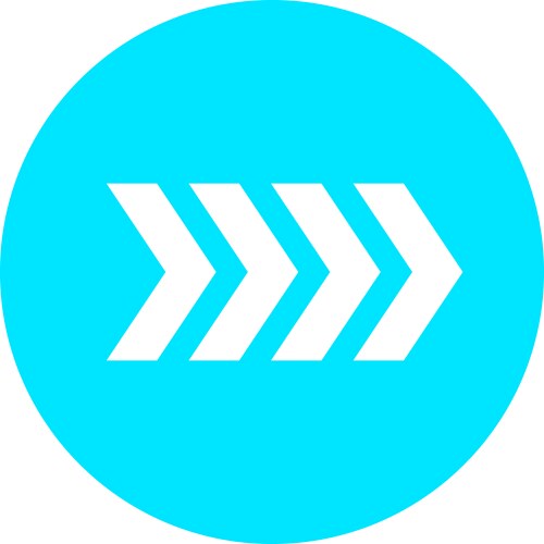 White triple arrow pointing right symbolizing vector image