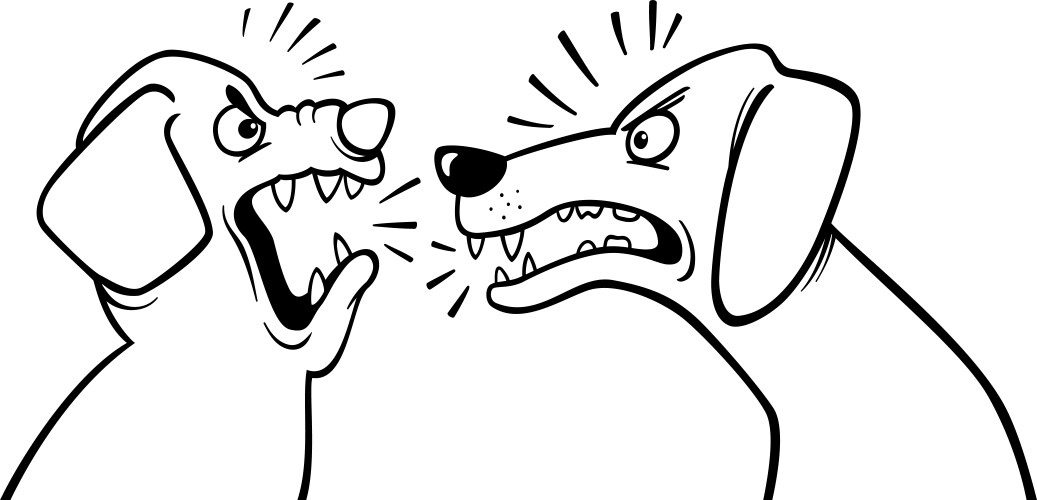 angry barking dogs coloring page vector