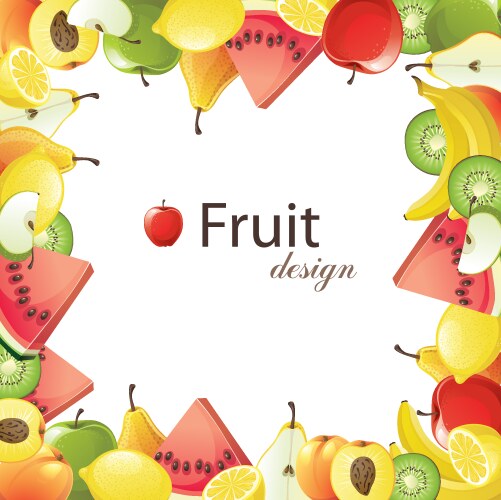 Fruit frame border for organic food market poster Vector Image