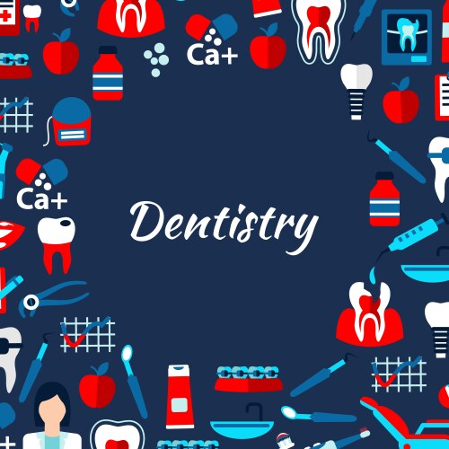 Dentistry design template with flat medical icons vector image