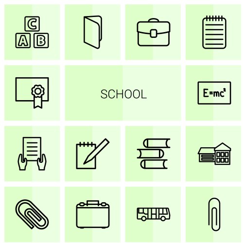 14 school icons vector image