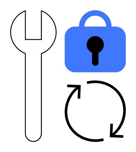 Tools security and reset cycle concept in simple vector image