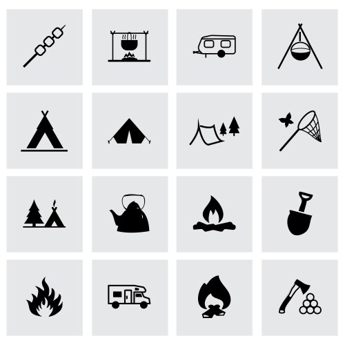Camping Icon Set - Outdoor Adventure vector image