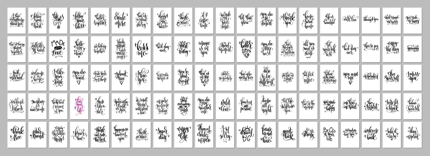 Mega Set Of 100 Positive Quotes Posters Royalty Free Vector