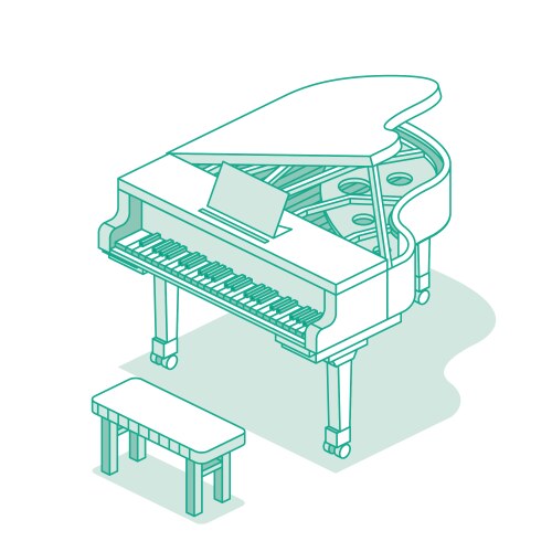 isometric open grand piano music object isolated vector image