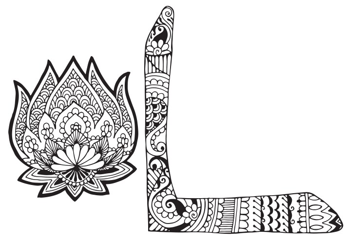 letter l decorated in the style of mehndi vector image