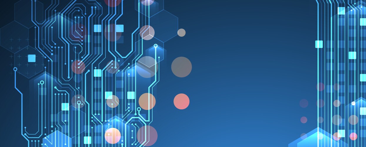 abstract circuit board and hexagons on gradient vector image