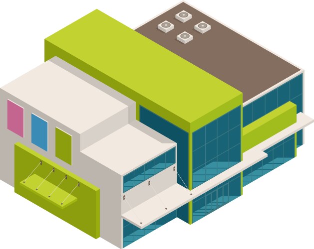 School building isometric 3d pixel design icon Vector Image