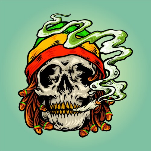 Skull with Weed and Jamaican Hat Vector Image