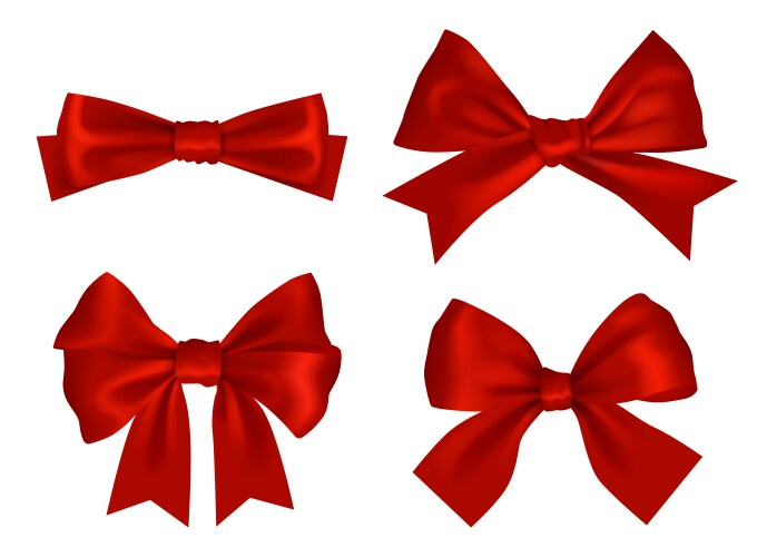 bow realistic ribbons for gift box decoration vector image