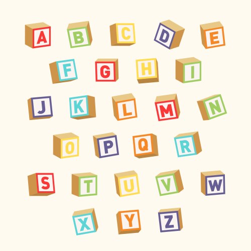 Colorful Alphabet Blocks Font Vector Image