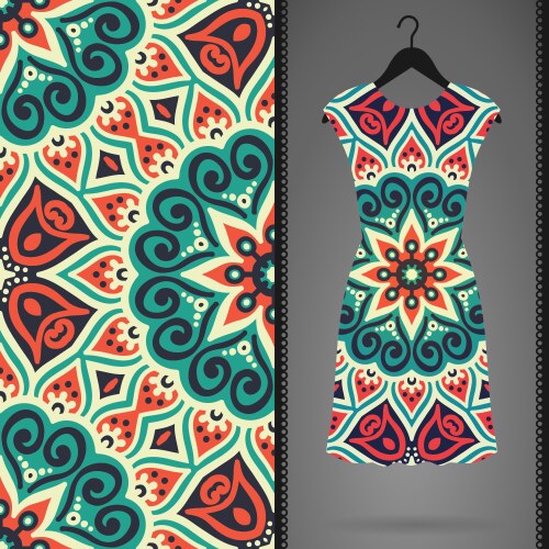 Dress with seamless pattern vector image