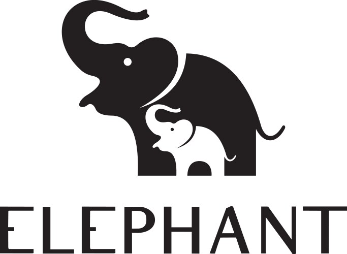 Elephant Parent & Baby Logo Vector Image