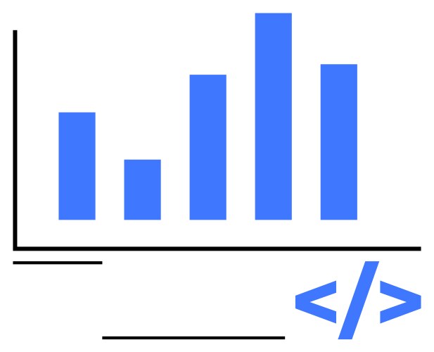 Blue bar graph with coding brackets representing vector image