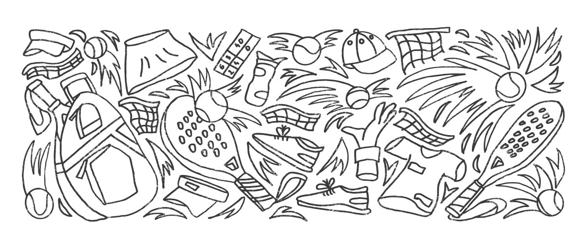 Charcoal Tennis Racket Sketch Set Vector Image