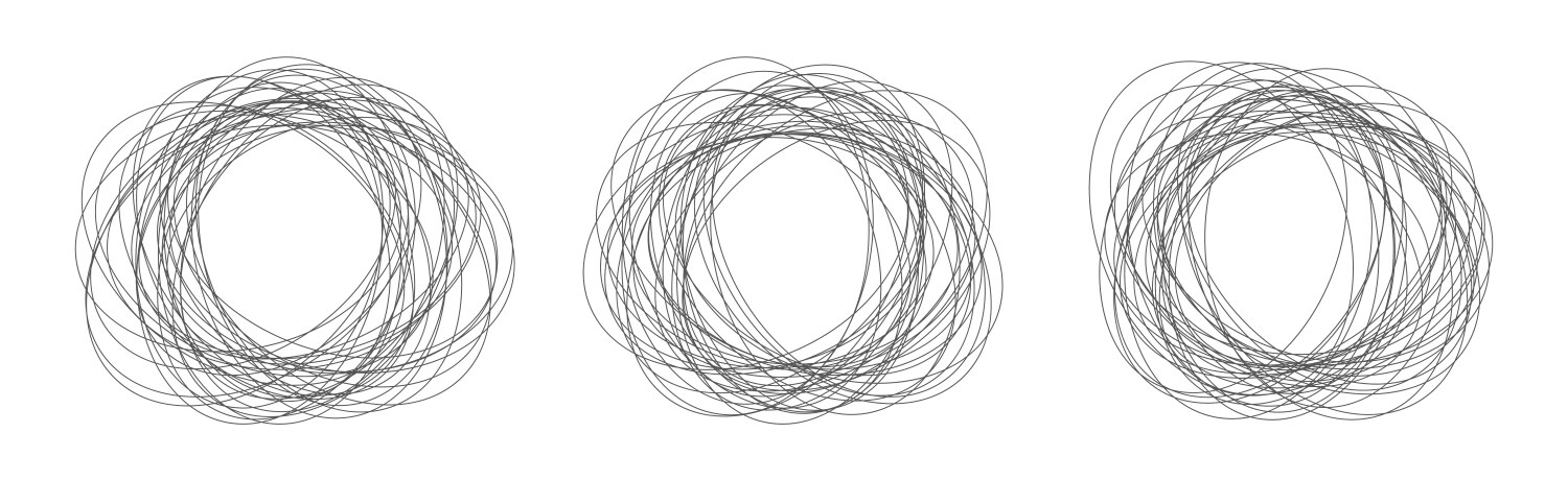 Three circular overlapping line patterns vector image