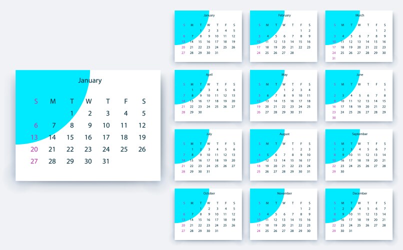 simple calendar 2019 yesr stock design vector image