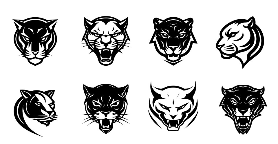 Simple silhouette panther head line art logo vector image