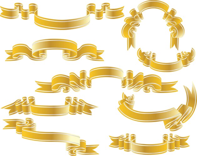 Gold ribbons Royalty Free Vector Image - VectorStock
