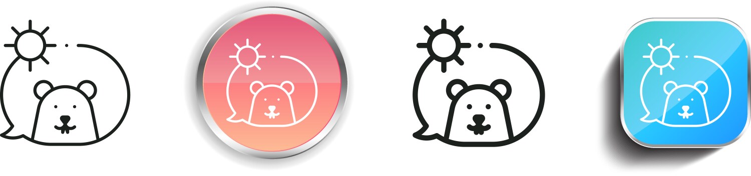 Groundhog icon thin linear regular and button vector image