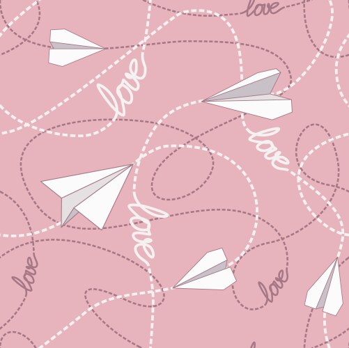 Paper planes with tangled lines seamless pattern vector image