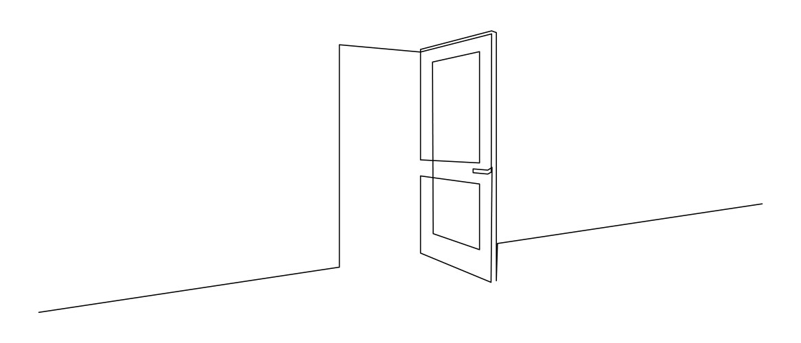 Opened door in one continuous line drawing front Vector Image
