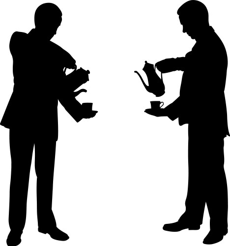 People silhouettes with teapots Vector Image