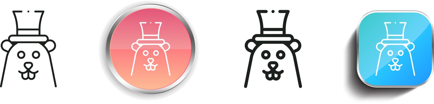 Groundhog icon thin linear regular and button vector image
