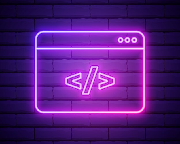 coding neon iconprogramming elements browser vector image