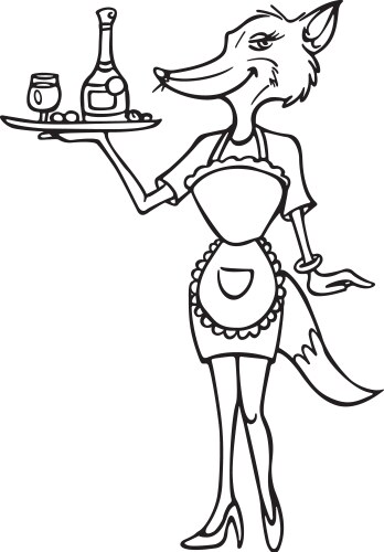 fox cocktail waitress outline vector