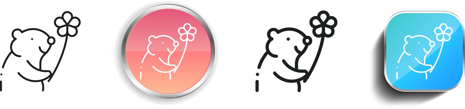 Groundhog icon thin linear regular and button vector image