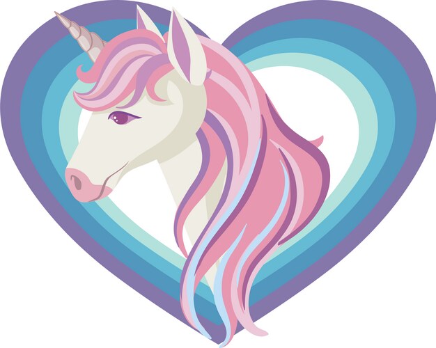 Rainbow Mane Unicorn Head Vector Image