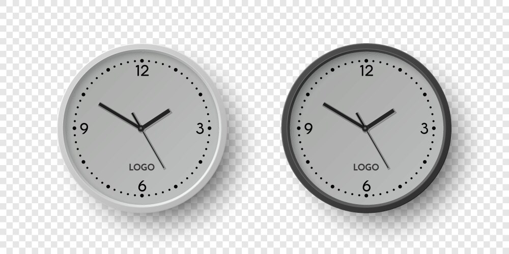 3d realistic round wall office clock set vector image