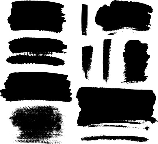 Black brush strokes set Royalty Free Vector Image
