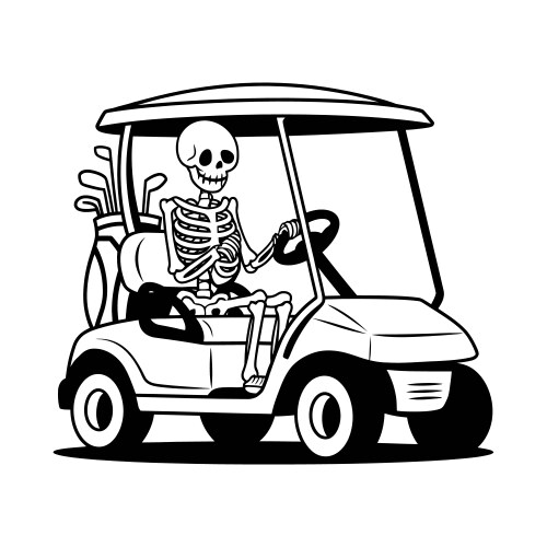 Skeleton Golfer on Golf Cart Vector Image