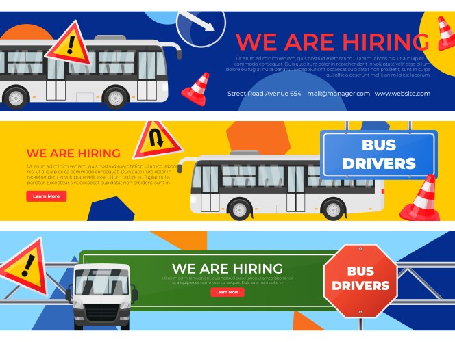 hiring bus drivers landing page internet promo vector image