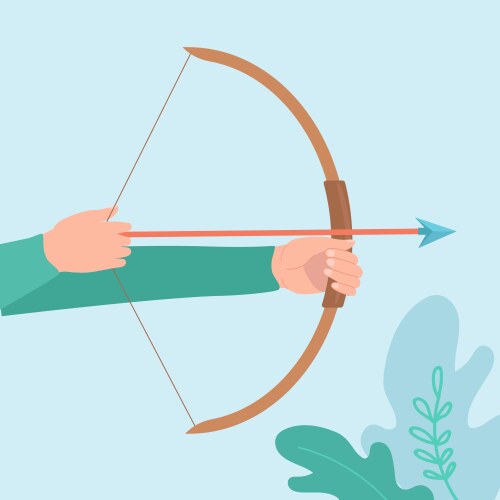 Hands of archer pulling string recurving bow Vector Image