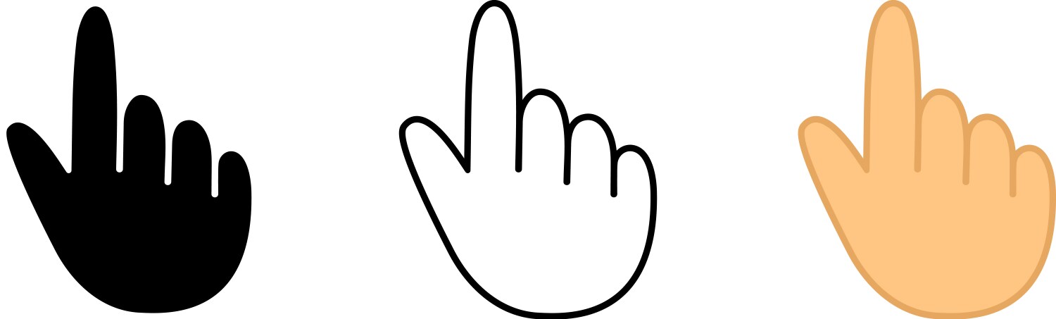 Index finger line icon hand cursor click set vector image