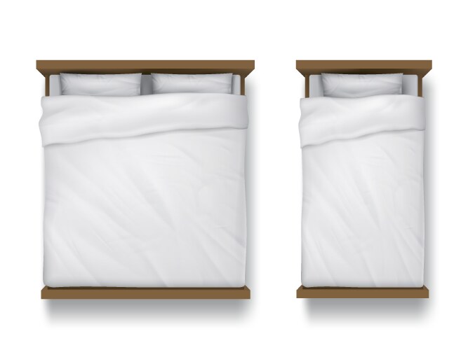 White Bed Linen with Wooden Beds Vector Image