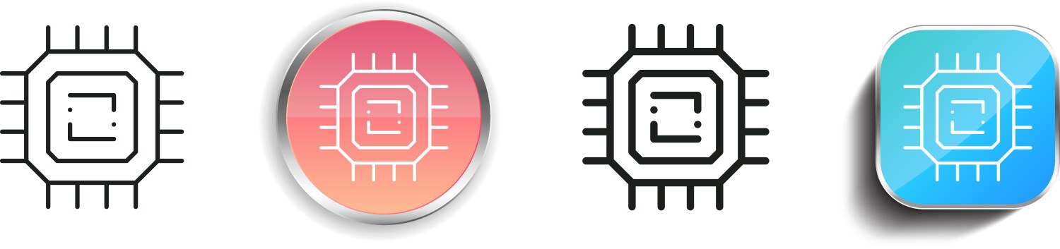 Cpu icon thin linear regular and button style vector image