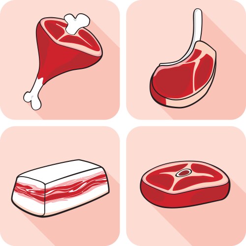 Flat design meat products Royalty Free Vector Image