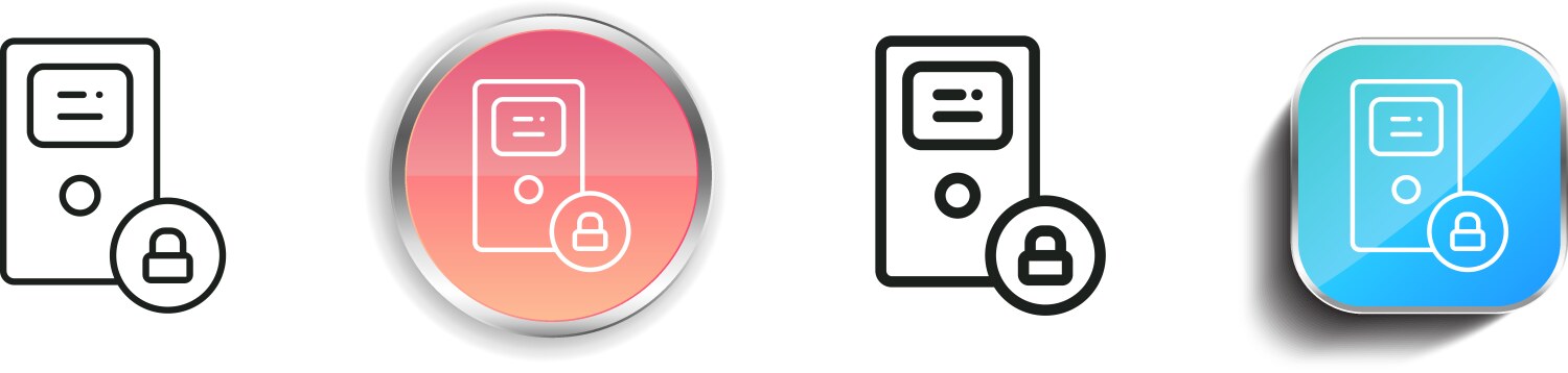 Cpu tower icon thin linear regular and button vector image